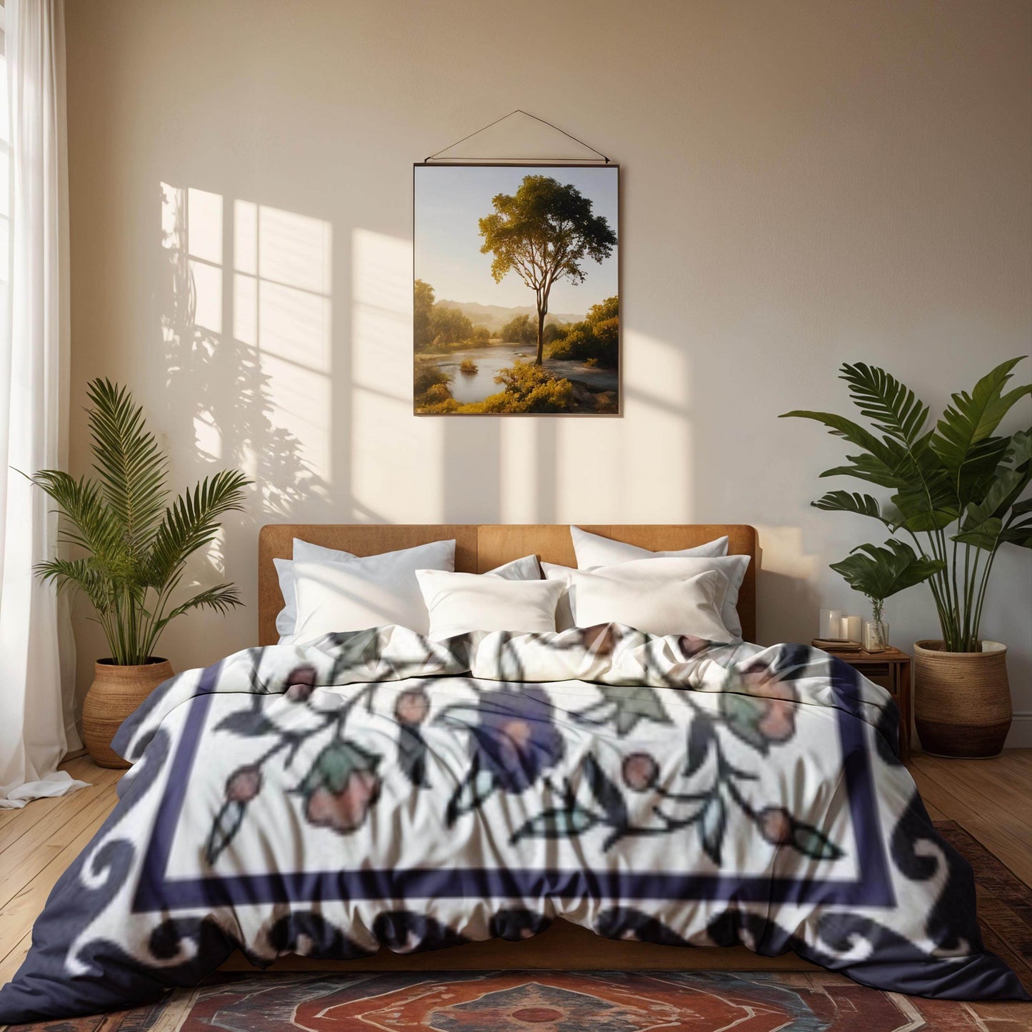 Floral Duvet Cover - Armenian Bedding Set With Haykakan Pattern & Iznik Motifs - timelessbohochic.com