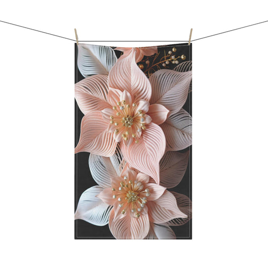 Christmas Tea Towel – Festive Kitchen Linen With Elegant Poinsettia Design
