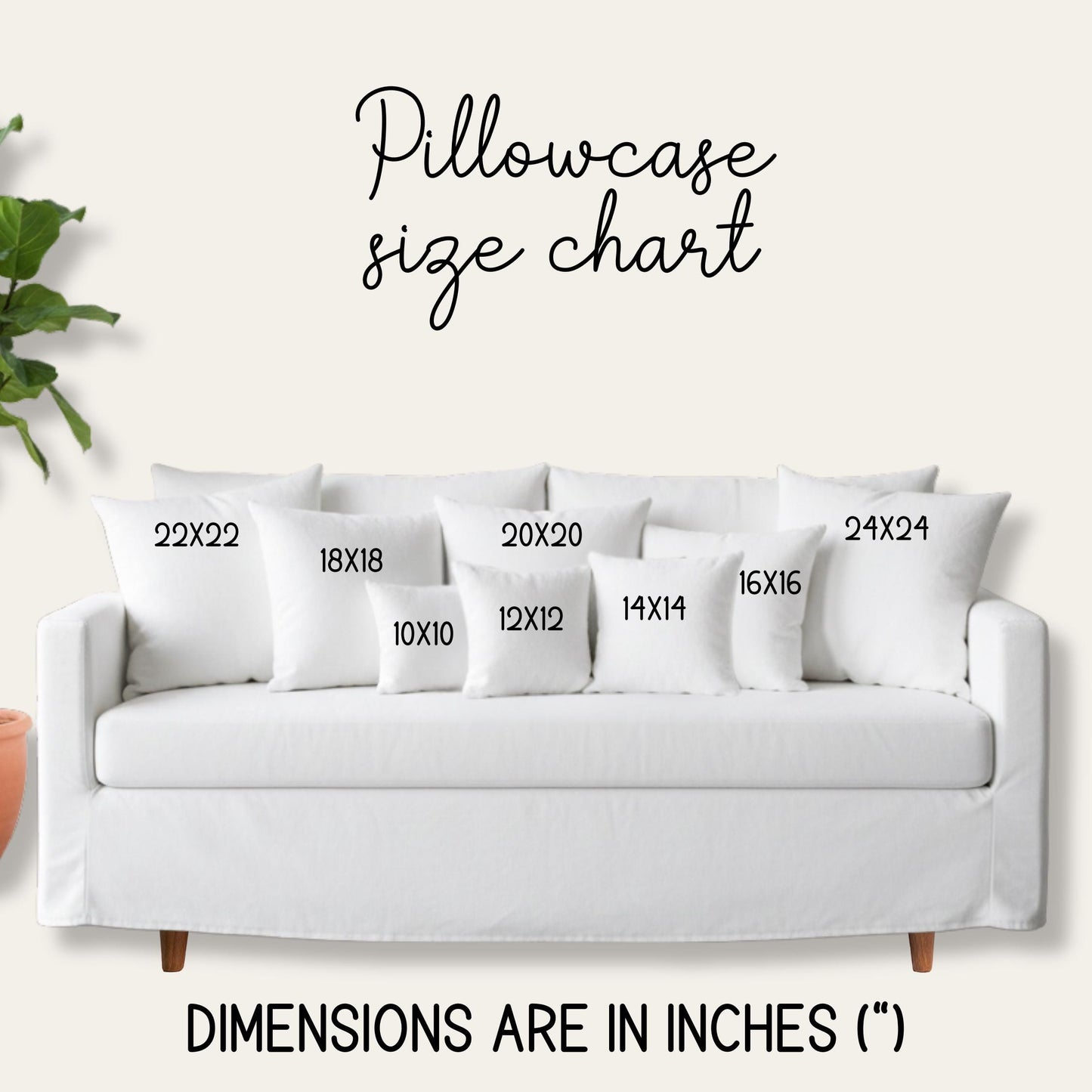 Pillowcase size chart