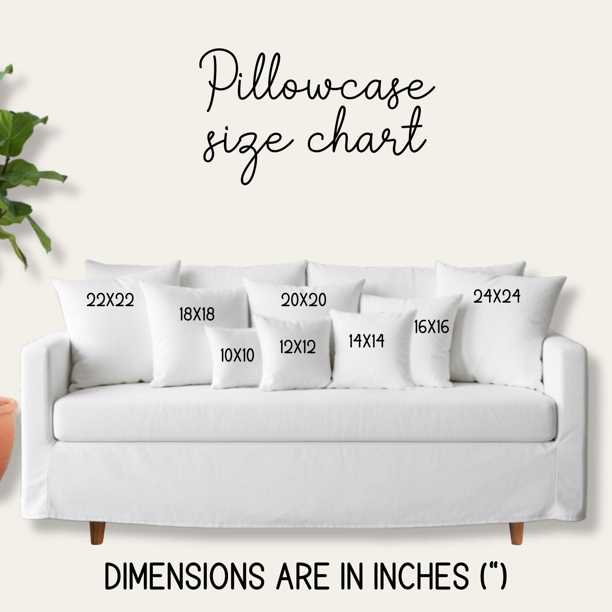 Pillowcase size chart
