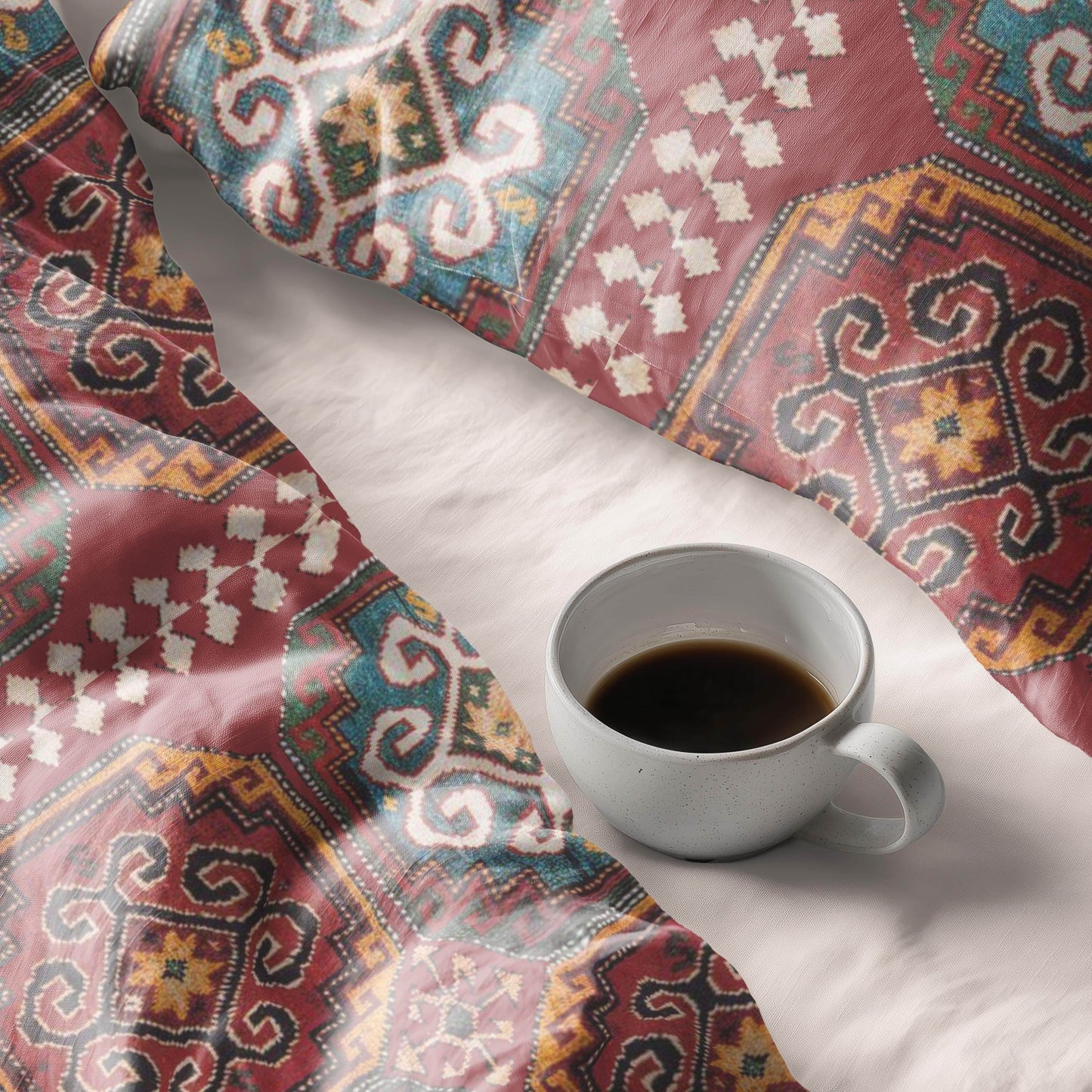 Caucasian Rug Duvet - Armenian Pattern Bedding Set | Soft Breathable 3 Piece Cover - timelessbohochic.com