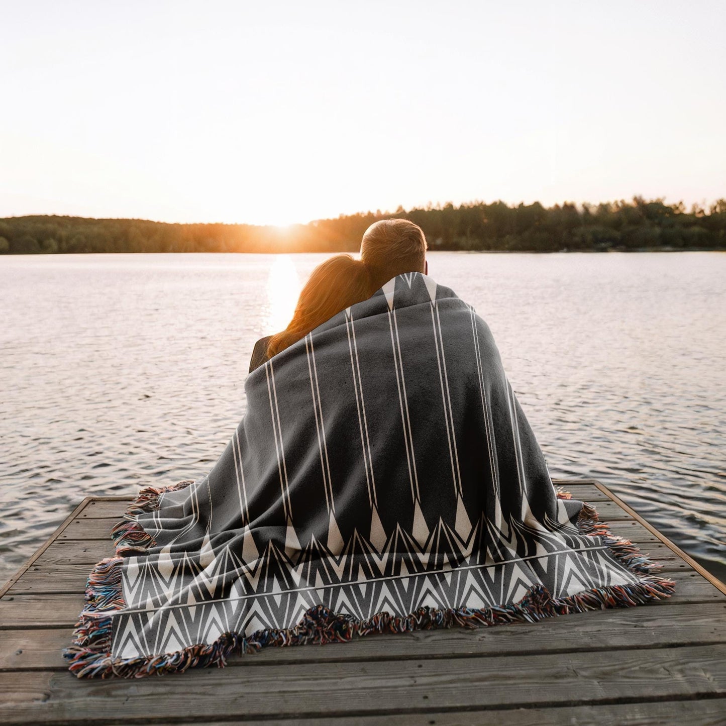 Cotton Blanket - Boho Camping Mat | Geometric Woven Throw | Lightweight Outdoor Coverlet