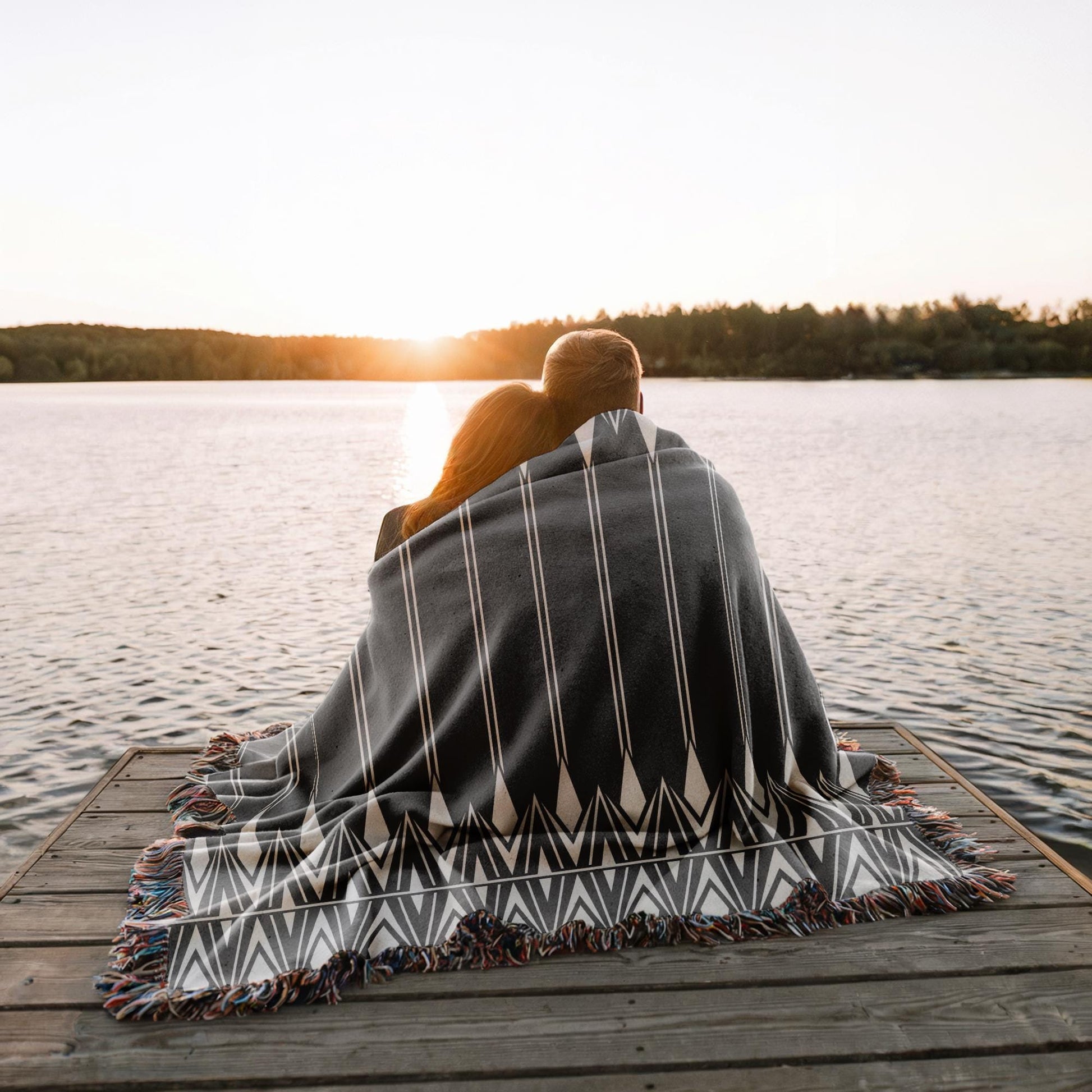 Cotton Blanket - Boho Camping Mat | Geometric Woven Throw | Lightweight Outdoor Coverlet
