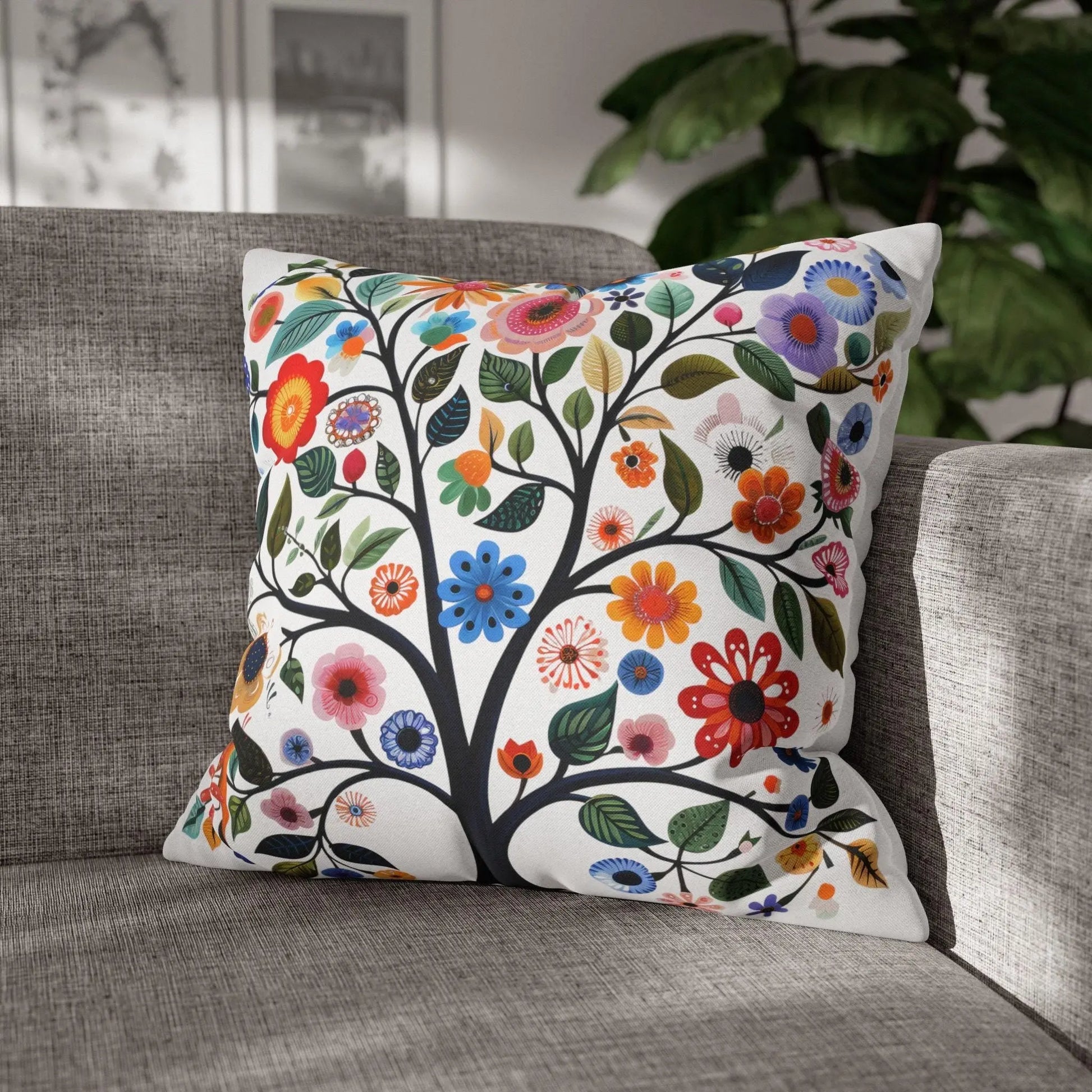 Nordic Tree of Life Pillow – Scandinavian Decor | Cozy Hygge Living Room Cushion