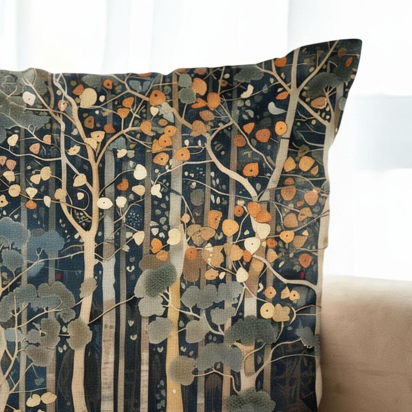 Scandinavian Inspired pillow cover with woven pattern styled on a sofa or bed