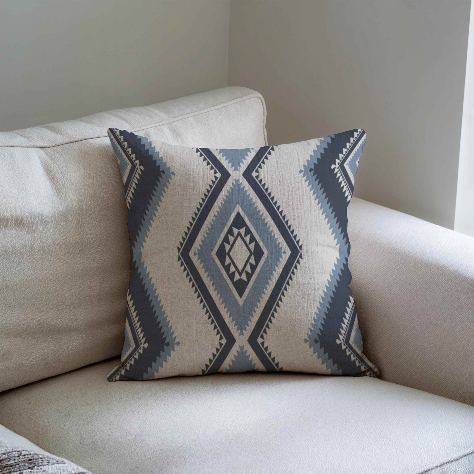 Navajo Style Throw Pillow - Soft Textured Cotton Cushion with Colorful Fringe - timelessbohochic.com