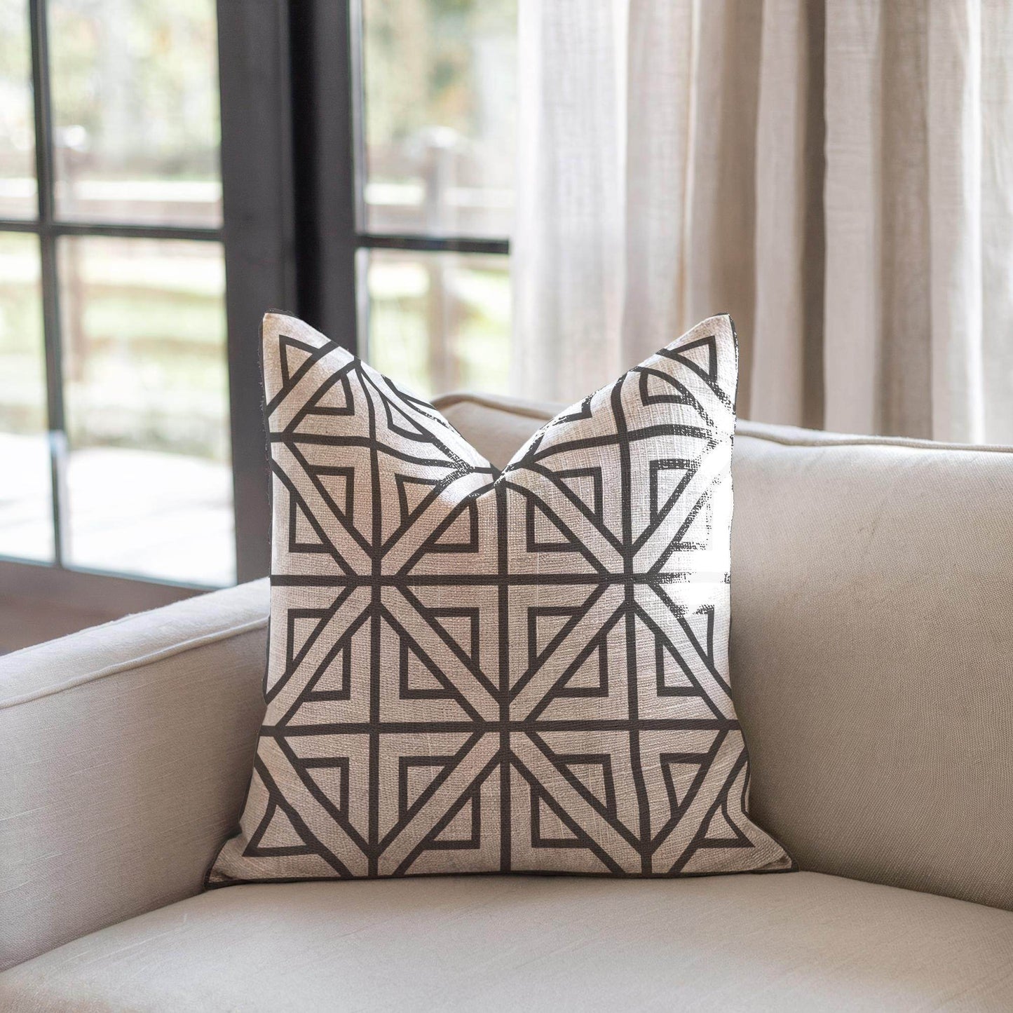 Geometric Pillowcase - Modern Throw Pillow With Patterned Cushion Cover - timelessbohochic.com