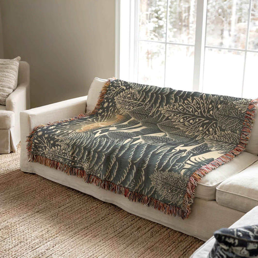 Holiday Woven Blanket – Cozy Cabin Throw With Christmas Tree Design, 3 Sizes - timelessbohochic.com