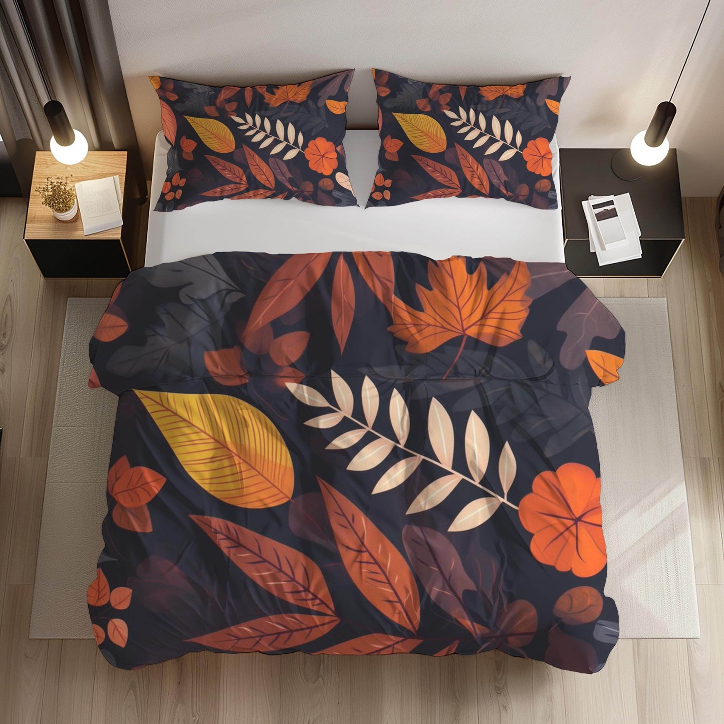 Harvest Season Bedding – Soft Breathable 3 Piece Bedspread Set With Leaf Design - timelessbohochic.com
