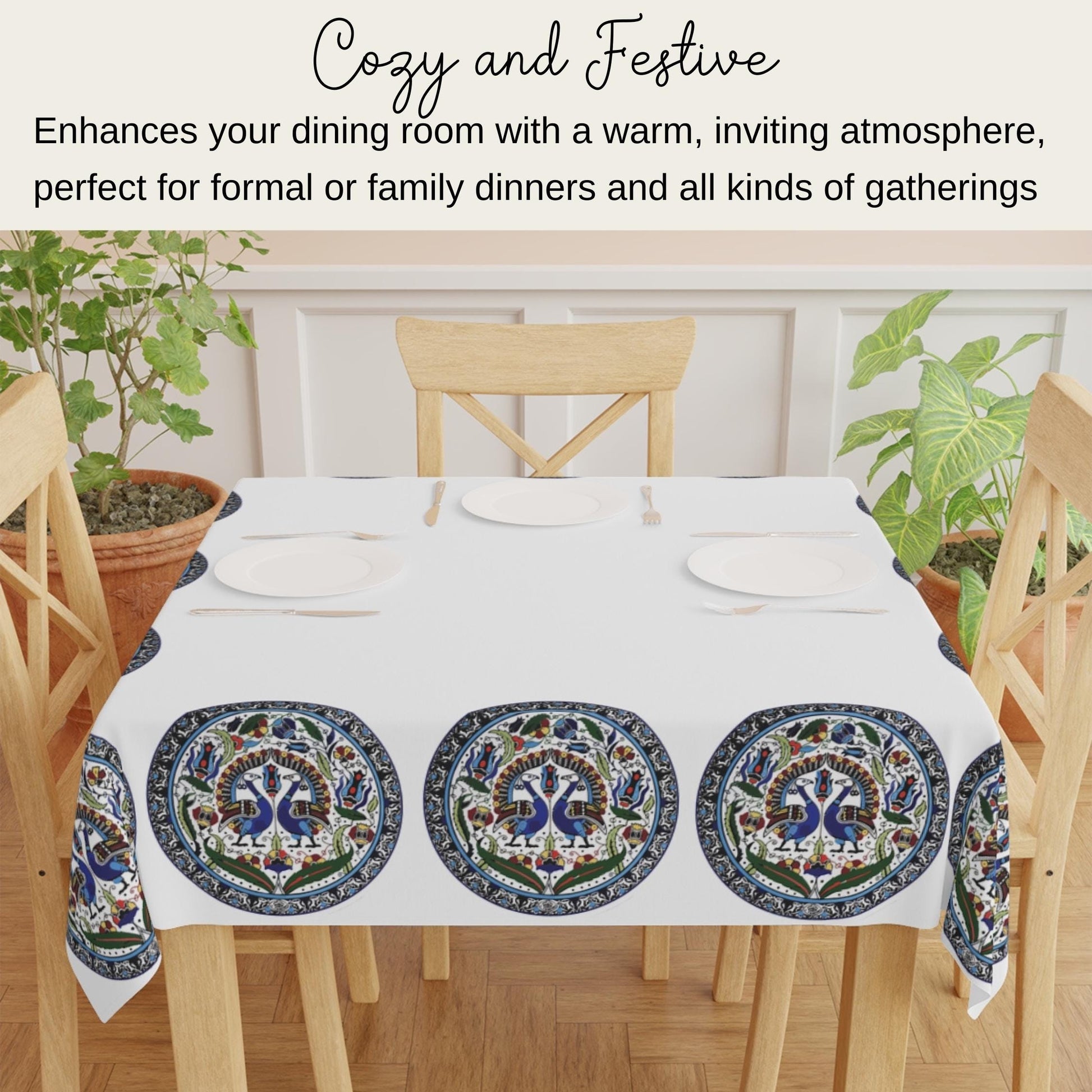 Armenian Peacocks Tablecloth - Elegant Bird Design Table Spread | Heritage Gift Armenia
