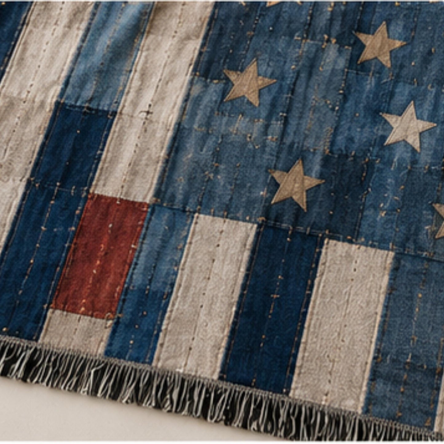 Southwestern outdoor woven throw blanket with geometric pattern for patio styling