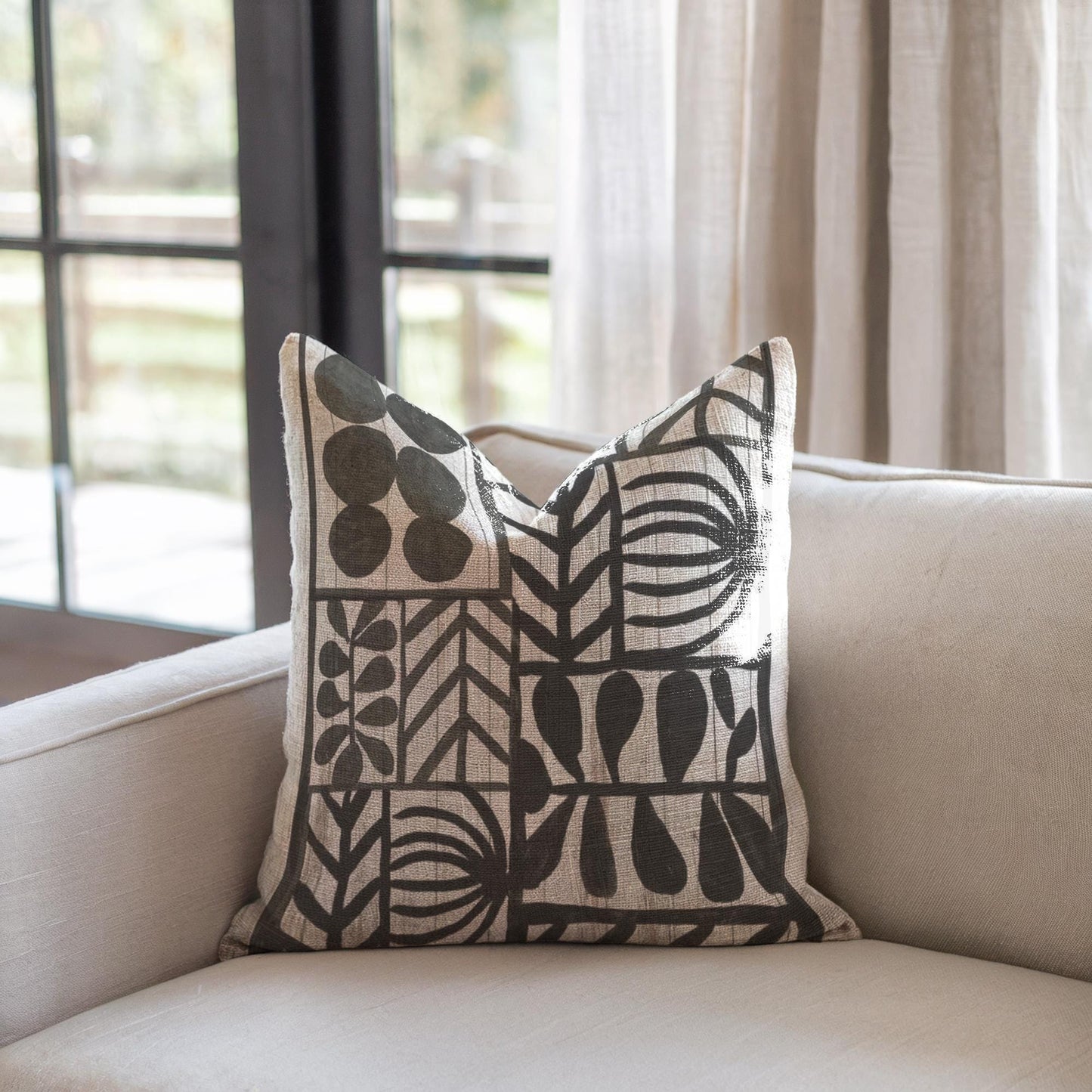 Modern Geometric woven blanket with geometric pattern styled for layered home decor