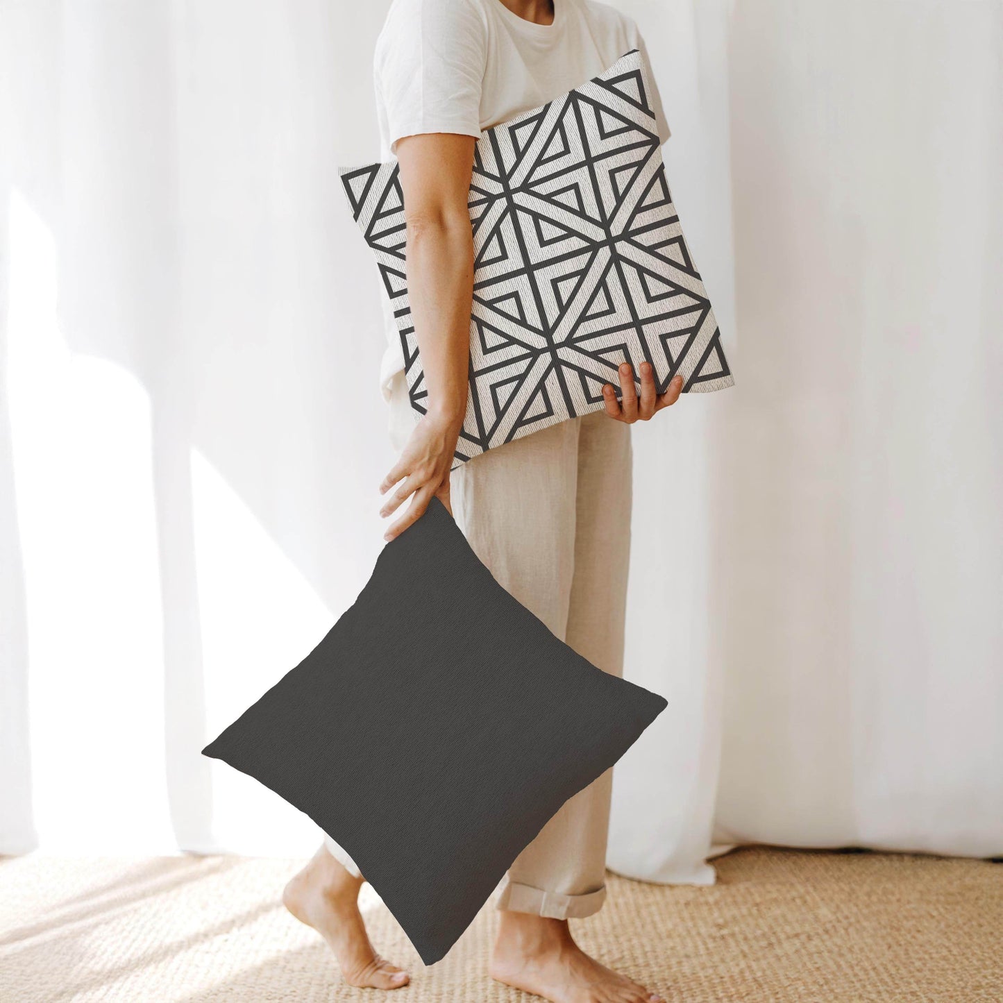 Geometric Pillowcase - Modern Throw Pillow With Patterned Cushion Cover - timelessbohochic.com