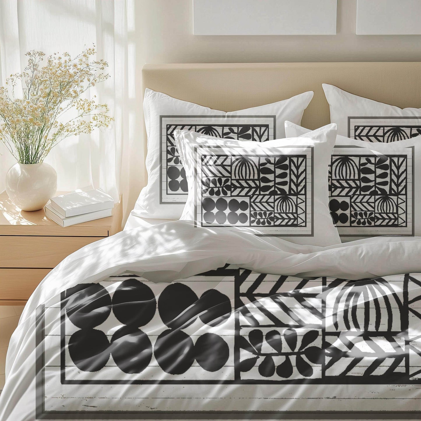 Modern Bedding Set - Geometric Duvet Cover with Zipper Closure & Stylish Pillowcases - timelessbohochic.com