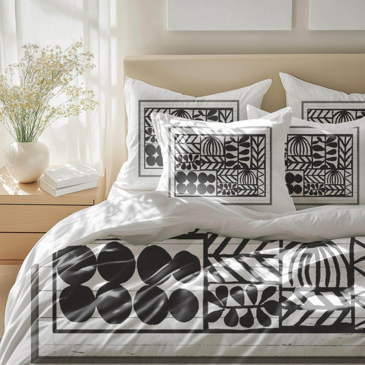 Modern Bedding Set - Geometric Duvet Cover with Zipper Closure & Stylish Pillowcases - timelessbohochic.com