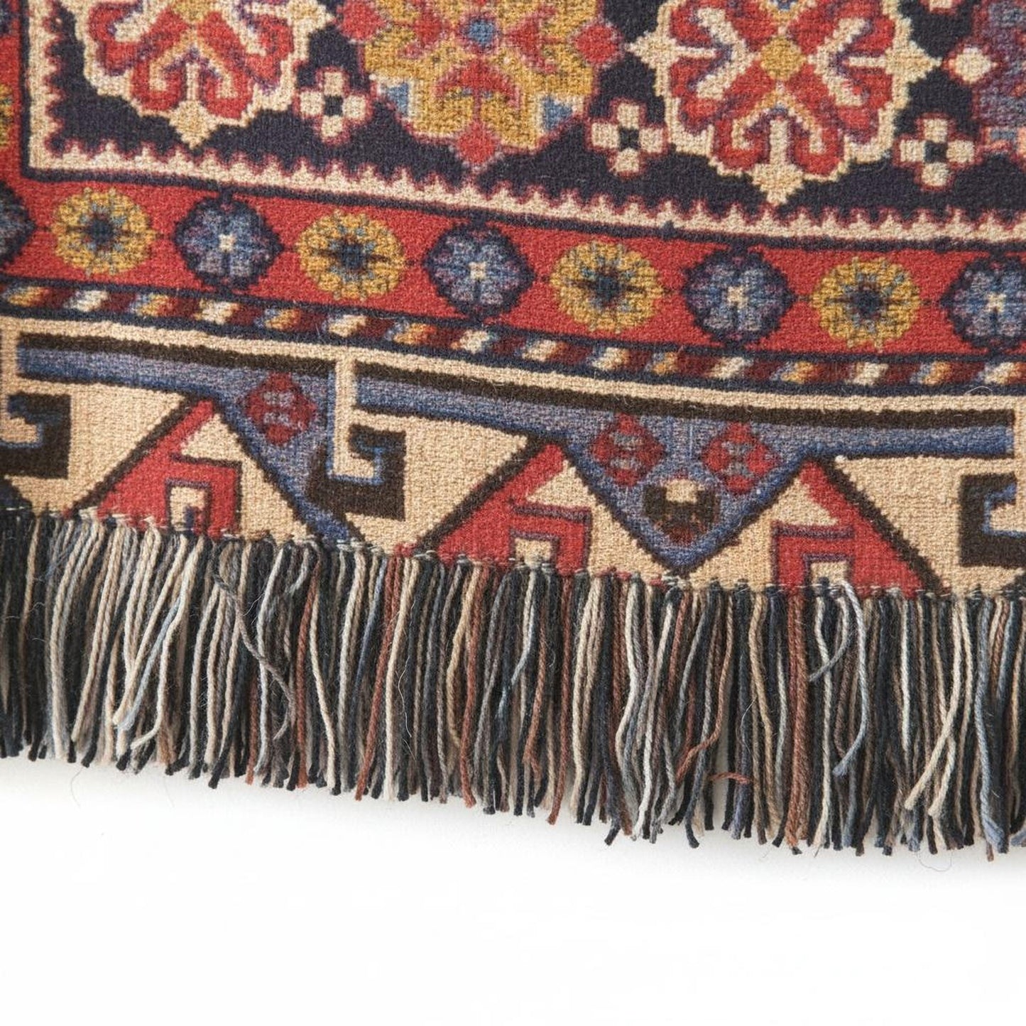 Anatolian Inspired woven wall tapestry with rug-style pattern styled as textile wall decor