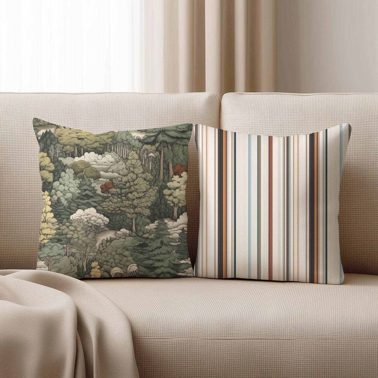 French Tapestry Pillow - Classic Aubusson Pattern Cotton Throw Pillow with Soft Polyester Filling - timelessbohochic.com