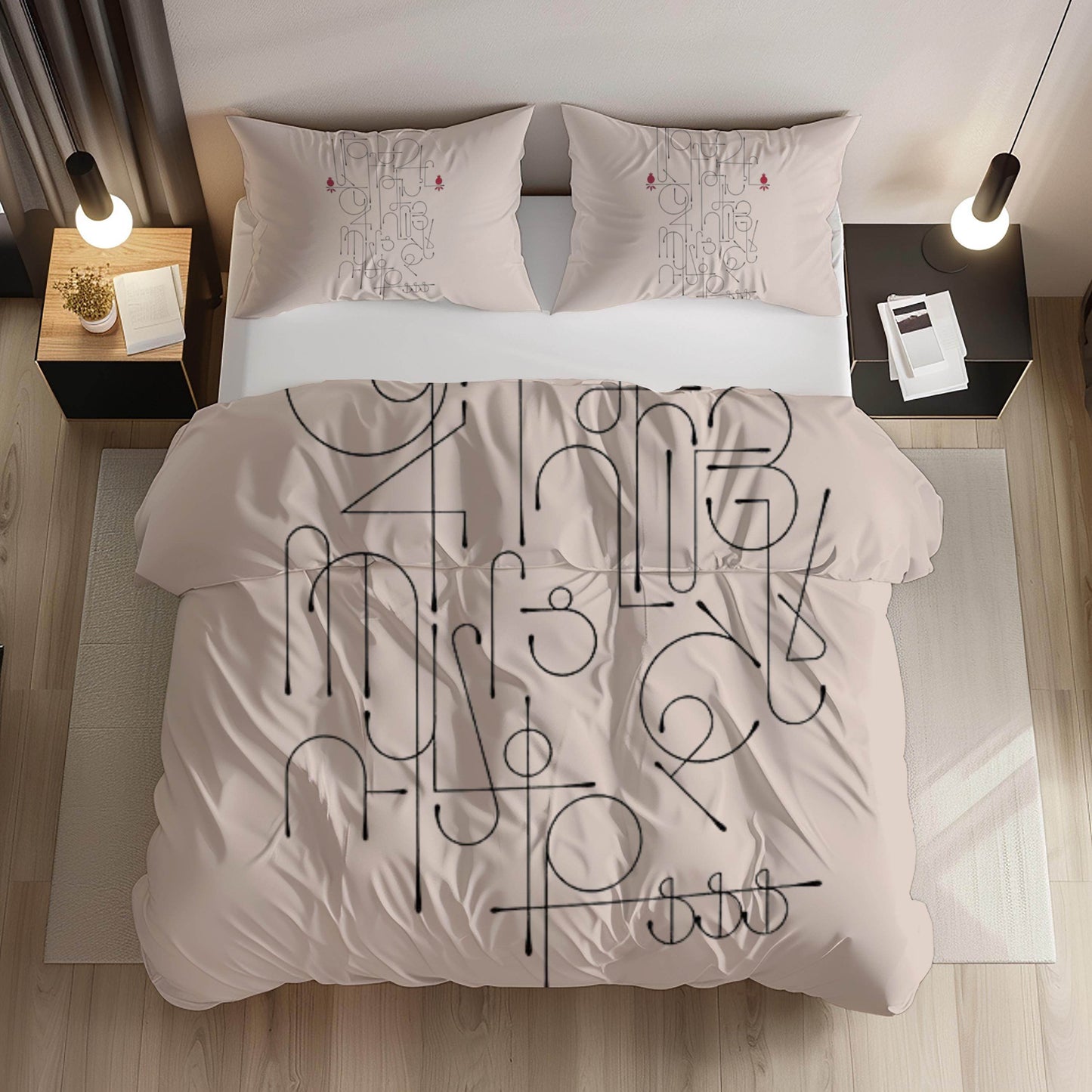 Armenian Duvet Cover - Alphabet Bedding Set With Haykakan Pattern & Cultural Motifs - timelessbohochic.com