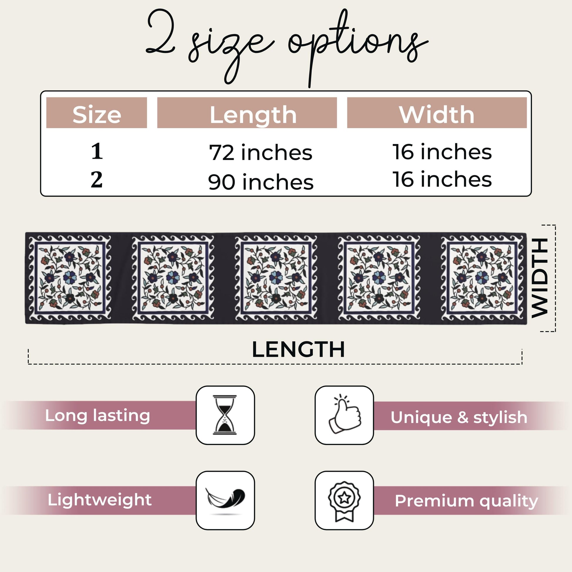 Armenian Iznik Table Runner – Handmade Floral Boho Table Decor Accent