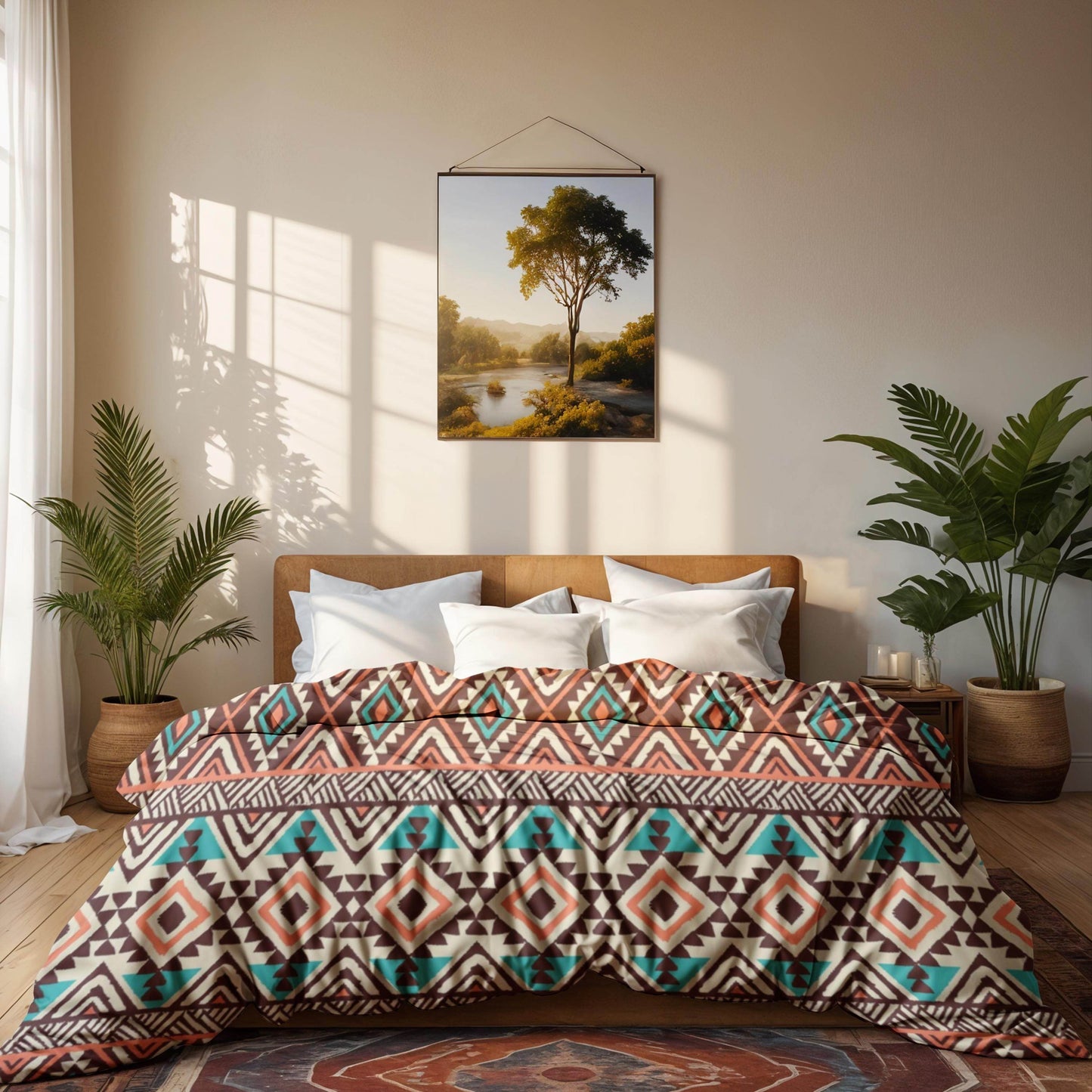 Native American Bedding Set - Colorful 3 Piece Duvet Cover With Zipper & Pillowcases - timelessbohochic.com