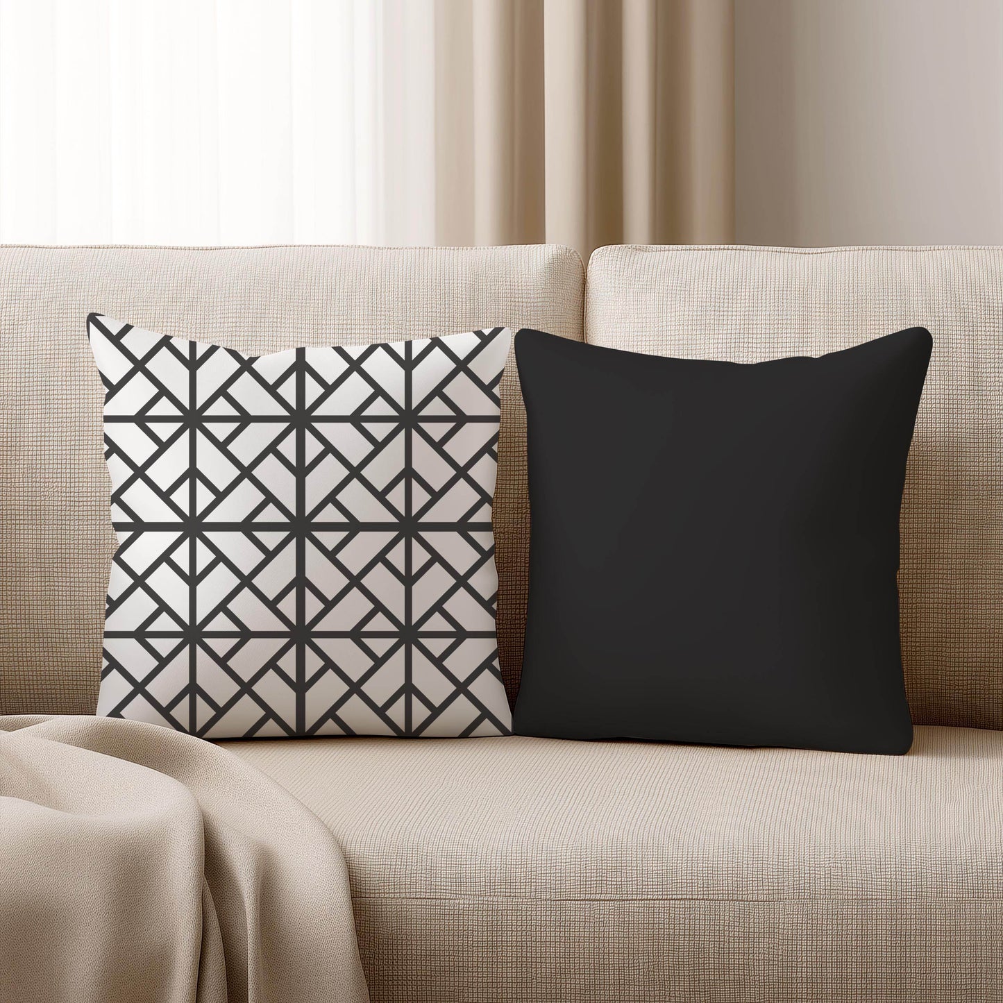 Modern Throw Pillow – Geometric Pattern Cushion | Minimalist Home Decor, Soft Cotton Blend - timelessbohochic.com