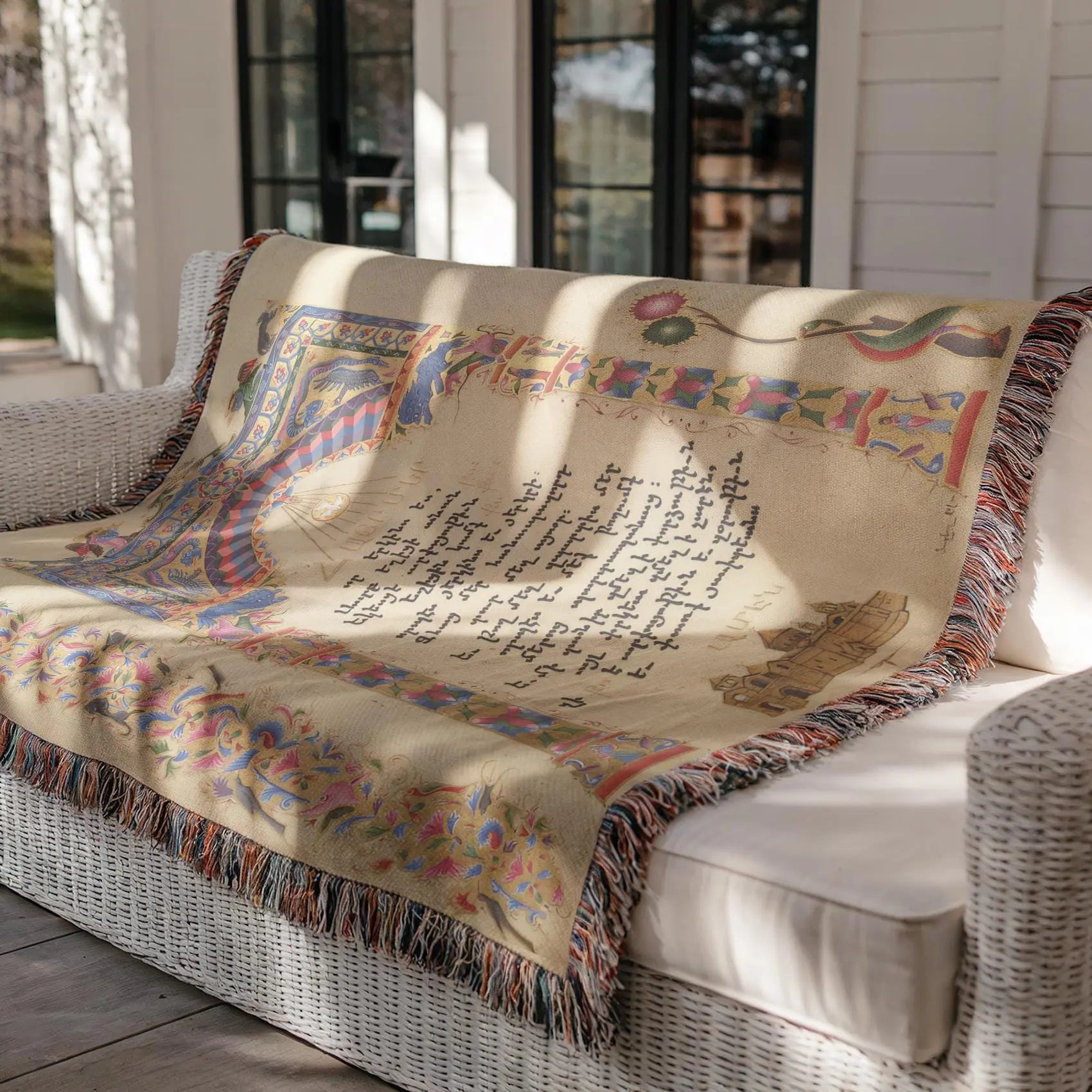 Armenian Prayer Blanket – Woven Cotton Blanket | Hayr Mer Prayer Throw | Spiritual Home Gift