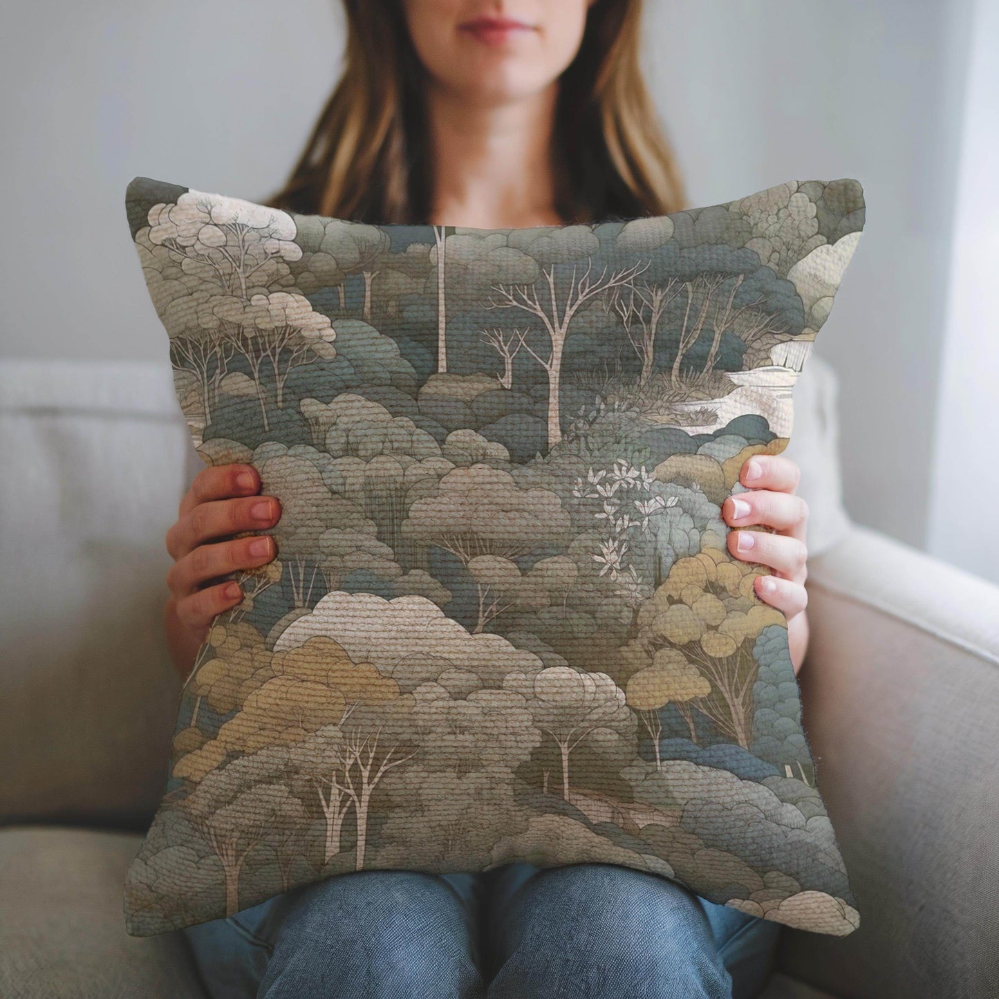 Tapestry Inspired Pillow - Sofa Bed Pillow with Armchair Cushion Cover & Soft Polyester Filling - timelessbohochic.com