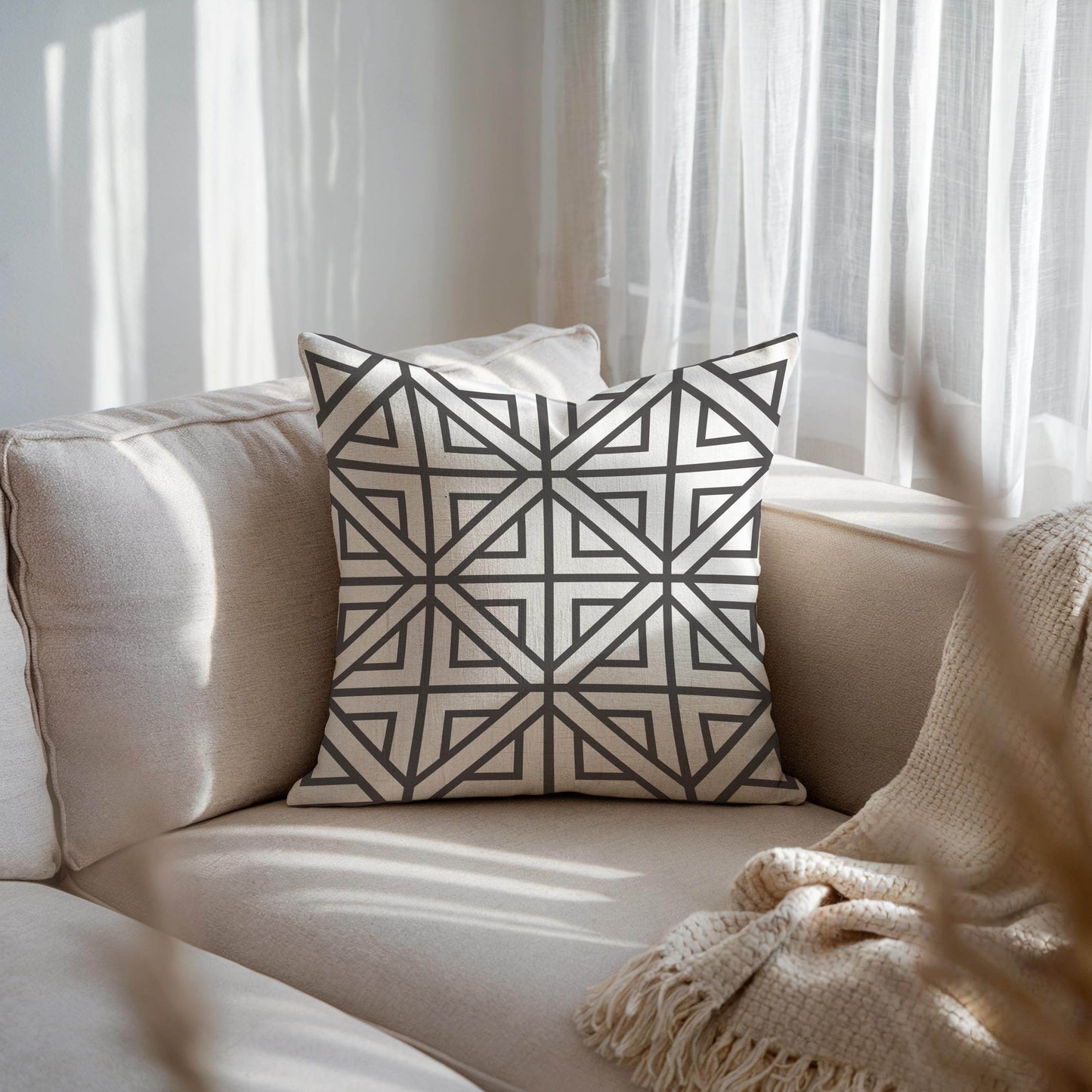 Geometric Pillowcase - Modern Throw Pillow With Patterned Cushion Cover - timelessbohochic.com