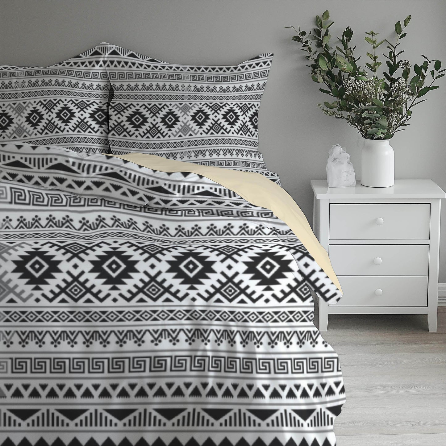 Geometric Bedding Set - Modern 3 Piece Zippered Duvet Cover & Pillowcases - timelessbohochic.com