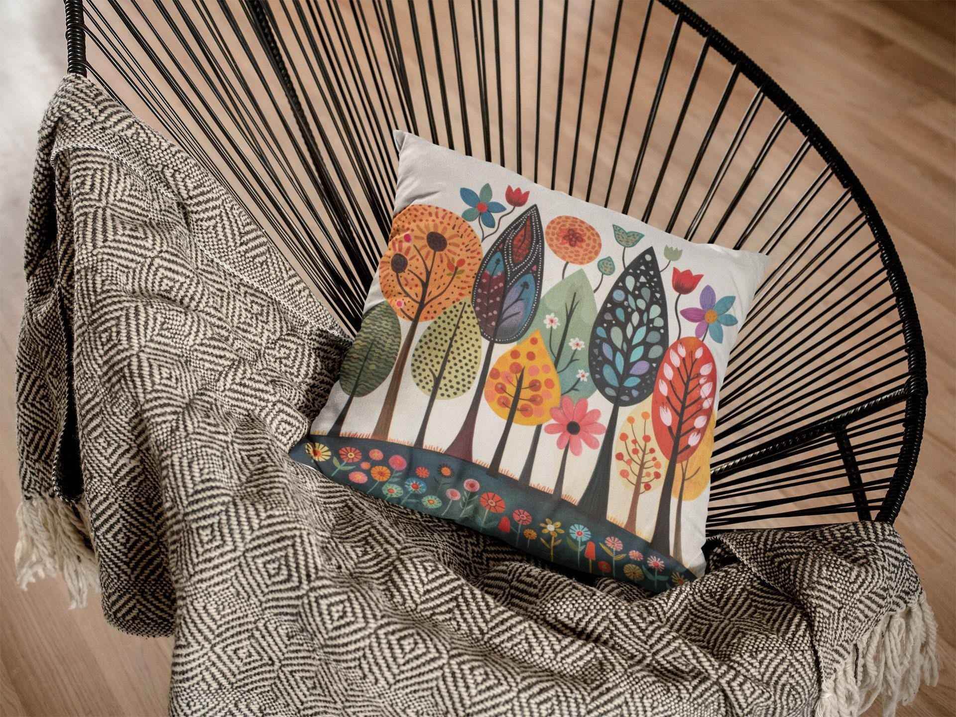 Nordic Forest Pillow - Lagom Tree Design Scandinavian Cushion | Eco Friendly Decor - timelessbohochic.com
