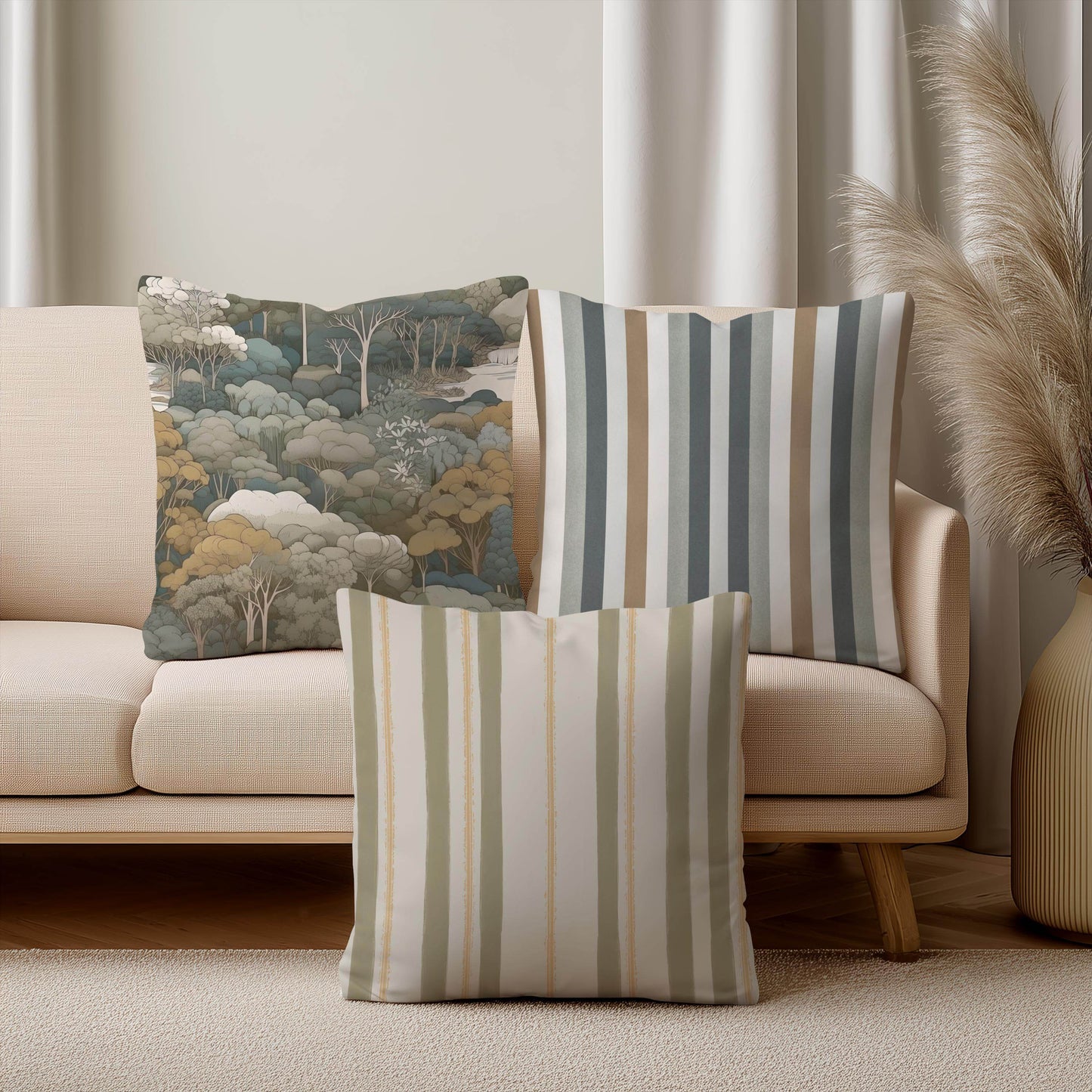 Tapestry Inspired Pillow - Sofa Bed Pillow with Armchair Cushion Cover & Soft Polyester Filling - timelessbohochic.com