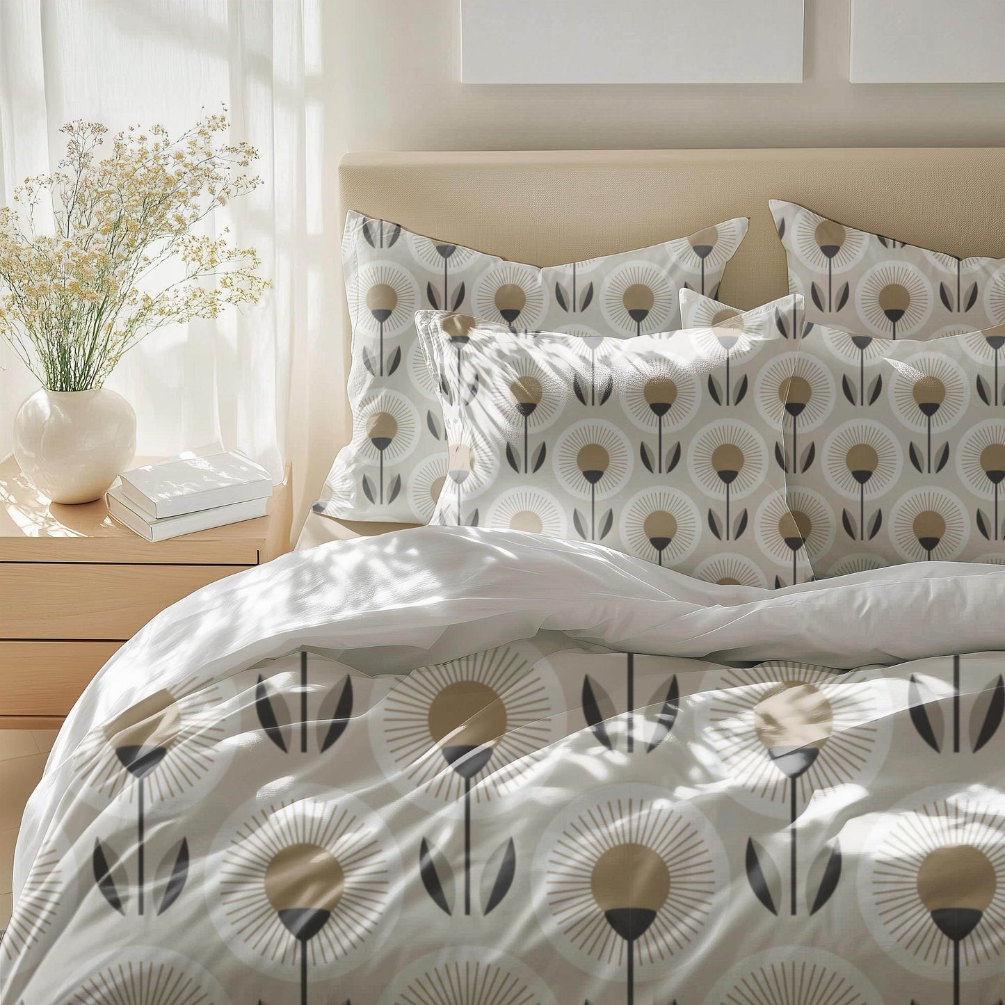 Sunflower Bedding Set – Floral Duvet Cover Zipper | Soft Breathable Polyester 3 Piece Bedspread - timelessbohochic.com