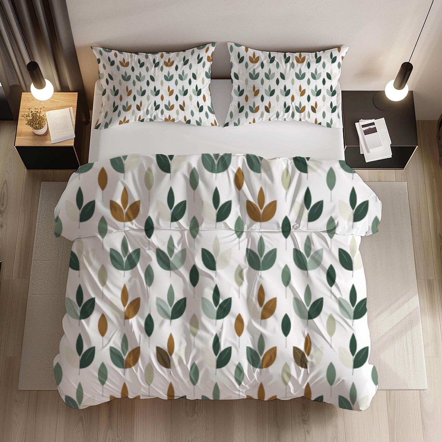 Fall Decor Duvet Cover | Leaf Design Bedding Set - Soft Breathable Polyester 3-Piece Bedspread - timelessbohochic.com