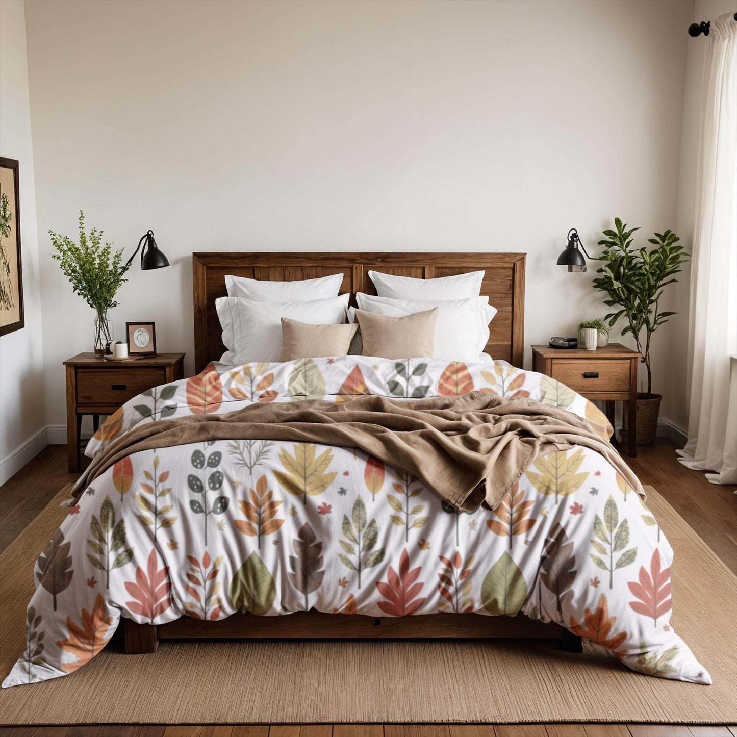 Fall Decor Bedding Set – Harvest Duvet Cover & Leaf Pattern Bedspread, Soft Breathable 3 Piece Set - timelessbohochic.com