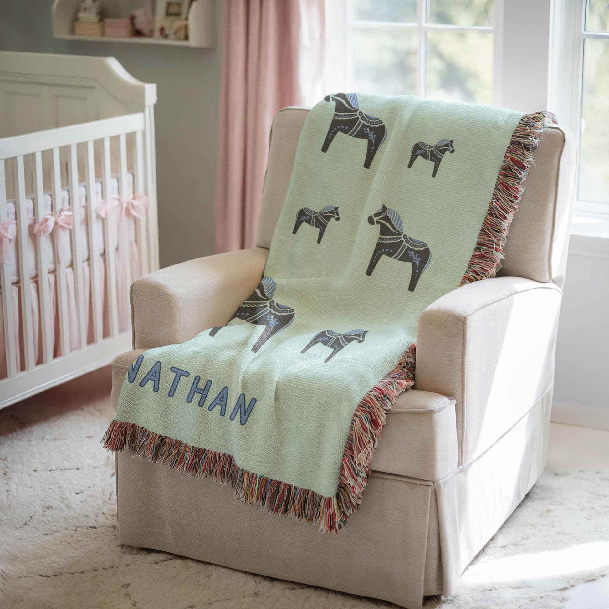 Personalized Baby Blanket - Custom Name Cotton Quilt | Scandinavian Nursery Decor - timelessbohochic.com