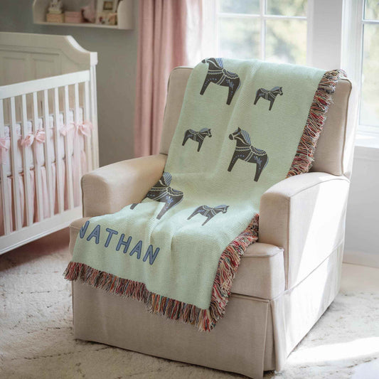 Personalized Baby Blanket - Custom Name Cotton Quilt | Scandinavian Nursery Decor - timelessbohochic.com