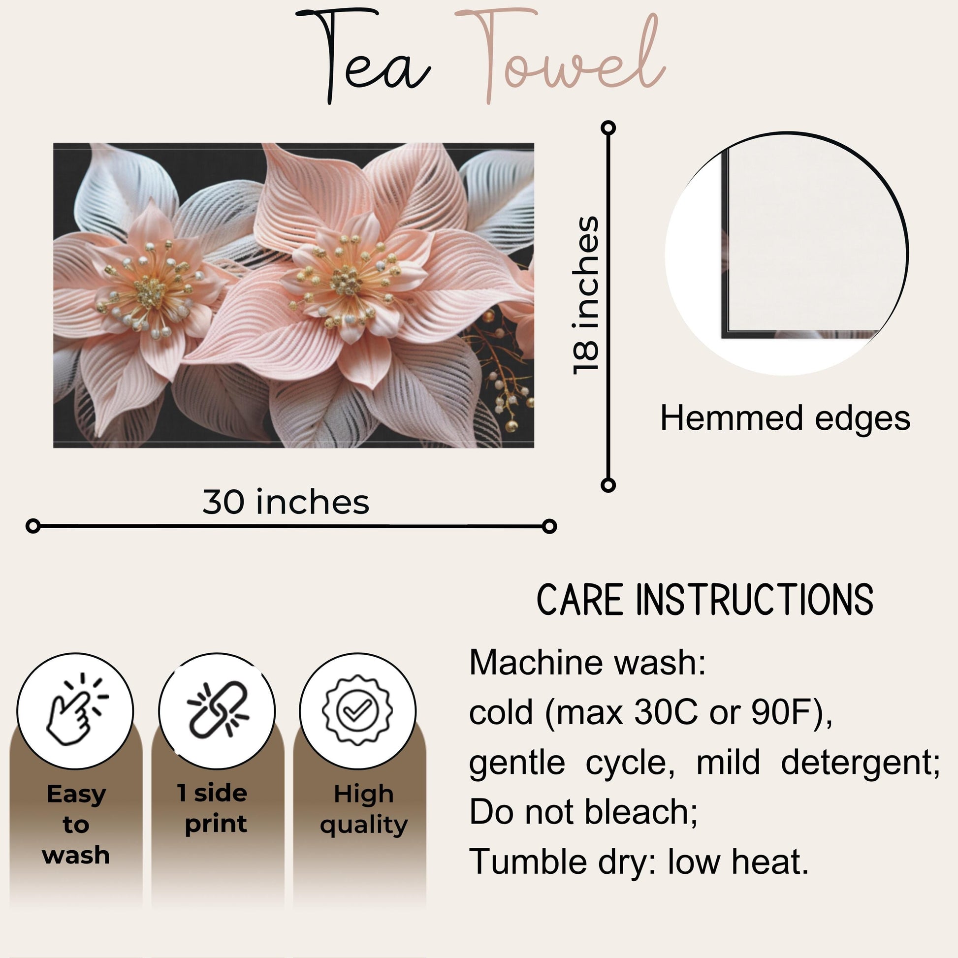 Christmas Tea Towel – Festive Kitchen Linen With Elegant Poinsettia Design