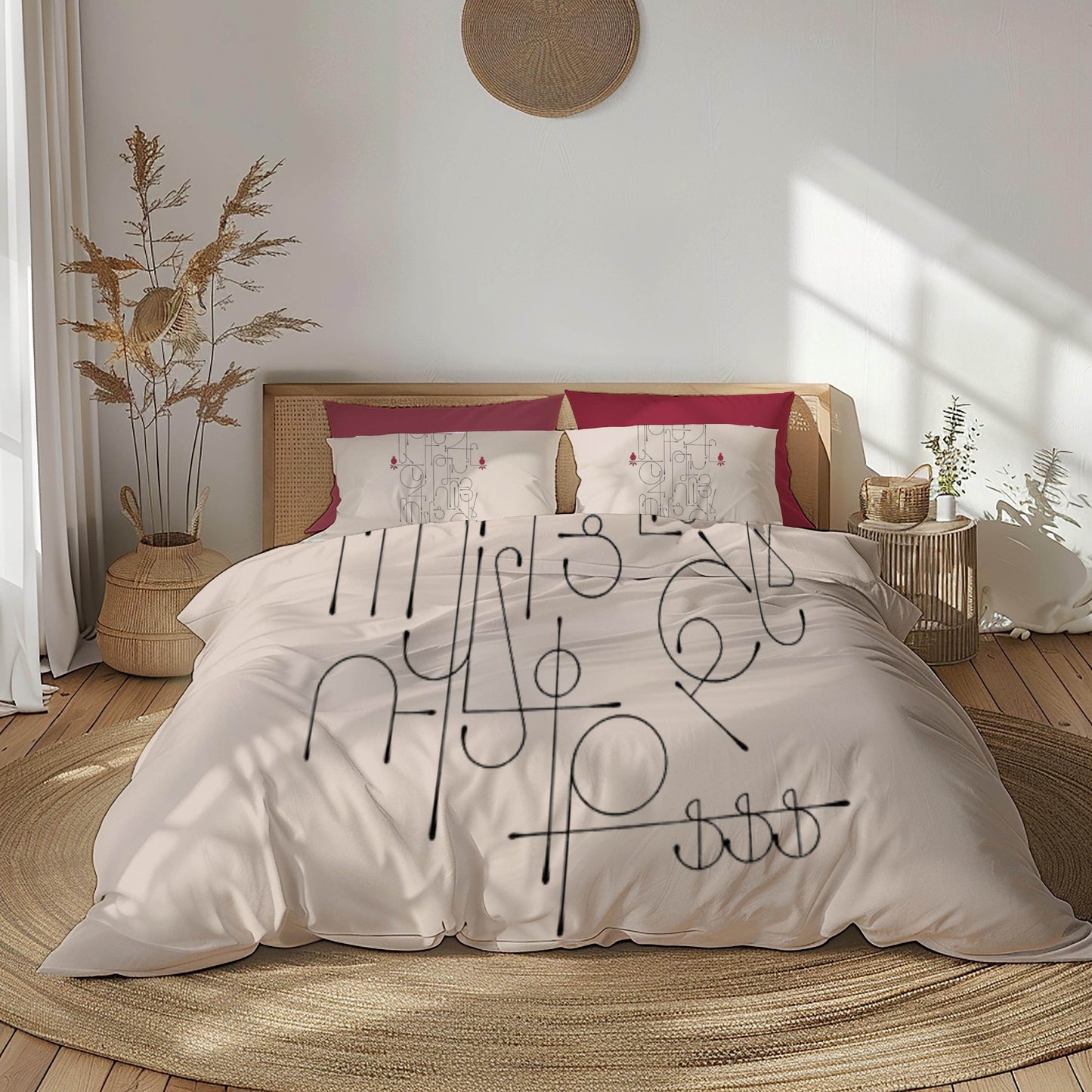 Armenian Duvet Cover - Alphabet Bedding Set With Haykakan Pattern & Cultural Motifs - timelessbohochic.com