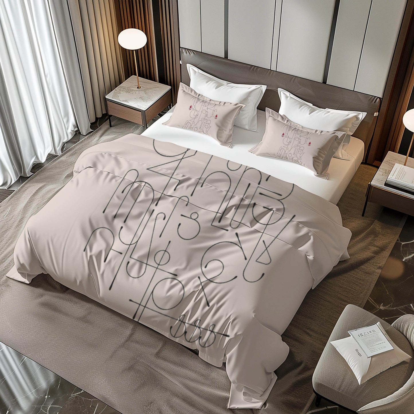 Armenian Duvet Cover - Alphabet Bedding Set With Haykakan Pattern & Cultural Motifs - timelessbohochic.com