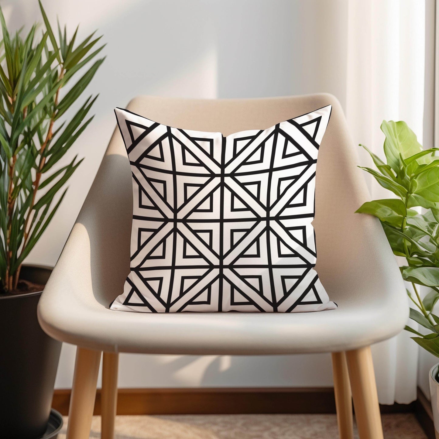 Geometric Pillowcase - Modern Throw Pillow With Patterned Cushion Cover - timelessbohochic.com
