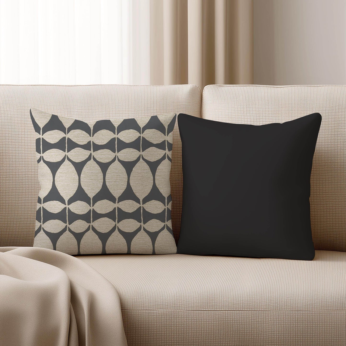 Modern Throw Pillow - Floral Pattern Cushion With Geometric Leaf Design - timelessbohochic.com