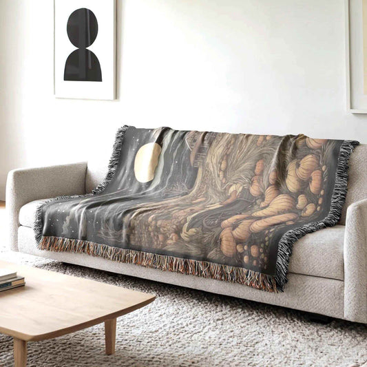 Autumn Cozy Cotton Throw – Soft Pumpkin Patch Blanket | Rustic Fall Decor - timelessbohochic.com