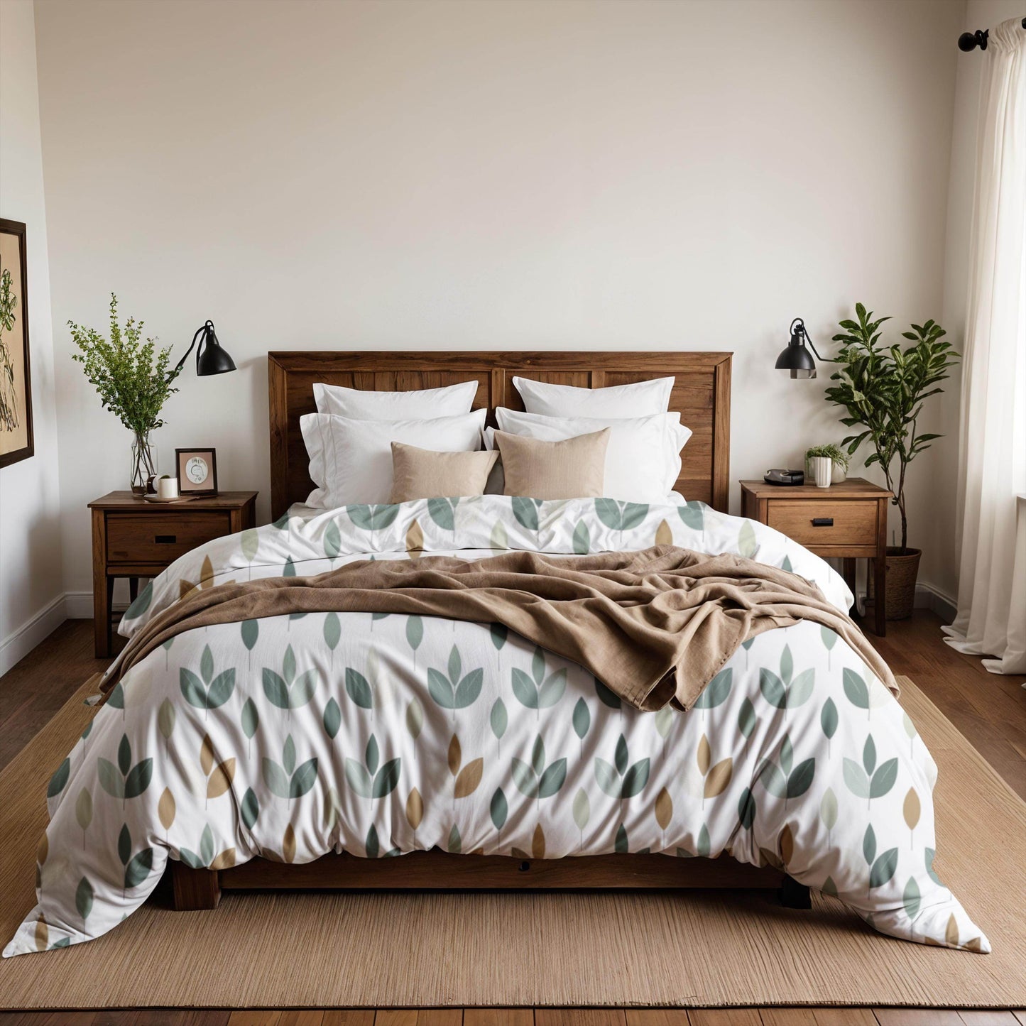 Fall Decor Duvet Cover | Leaf Design Bedding Set - Soft Breathable Polyester 3-Piece Bedspread - timelessbohochic.com