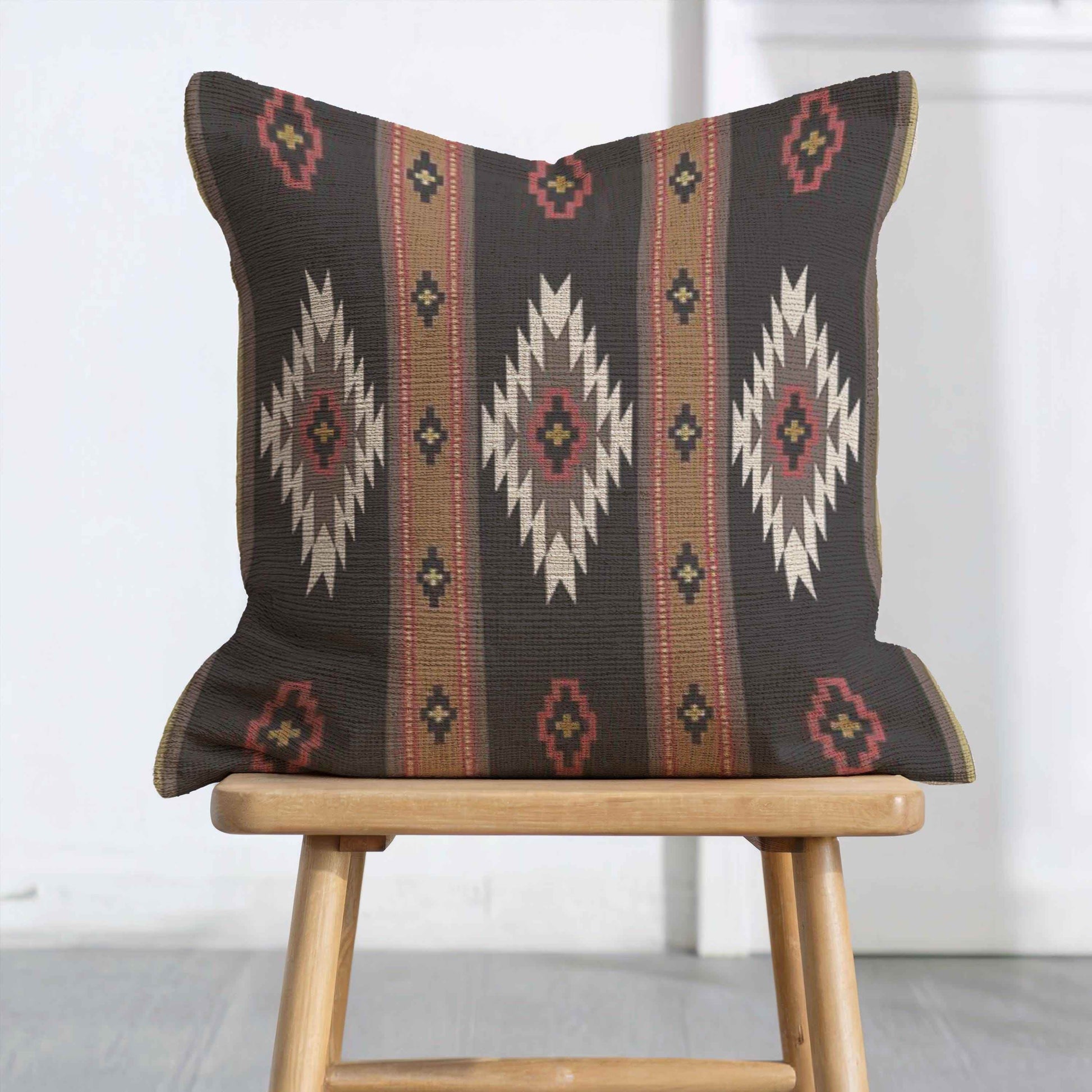 Boho Navajo Throw Pillow - Colorful Ikat Pattern Decorative Couch Pillow - timelessbohochic.com