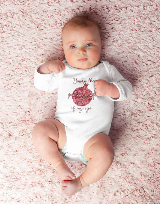 Armenian Baby Bodysuit – Organic Cotton Baby Romper With Pomegranate Design - timelessbohochic.com