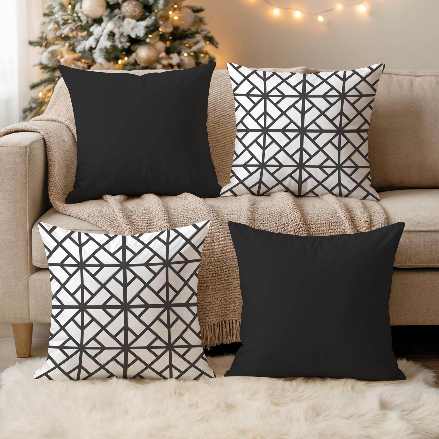 Modern Throw Pillow – Geometric Pattern Cushion | Minimalist Home Decor, Soft Cotton Blend - timelessbohochic.com