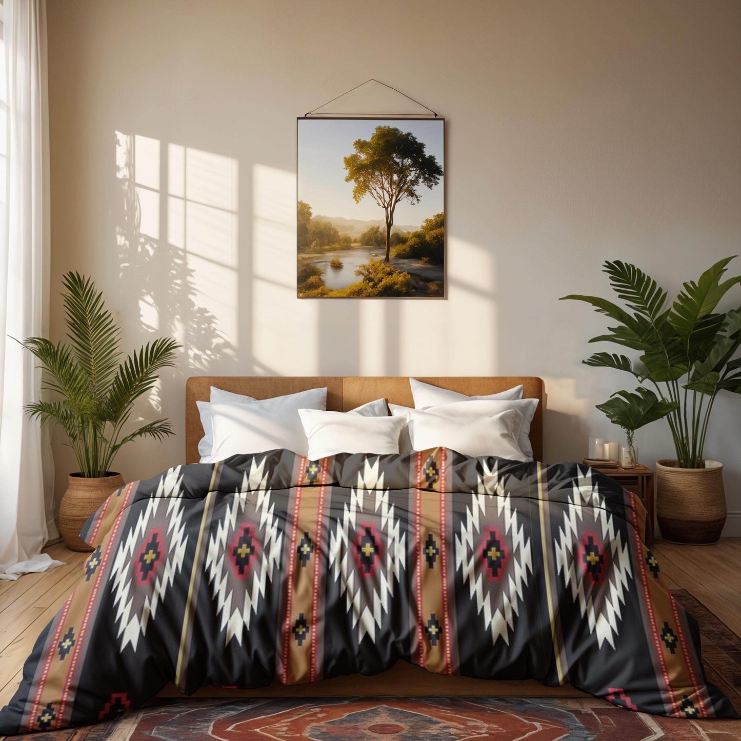 Southwestern Bedding Set | Geometric Bedding Set with Zippered Duvet Cover & Pillowcases, Queen - timelessbohochic.com