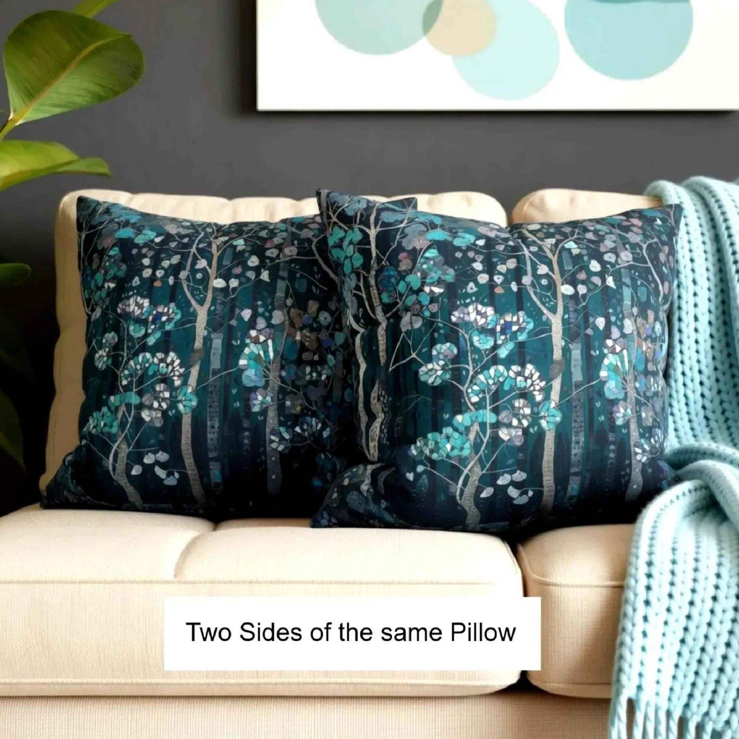 Modern Geometric pillow cover with geometric pattern styled on a sofa or bed