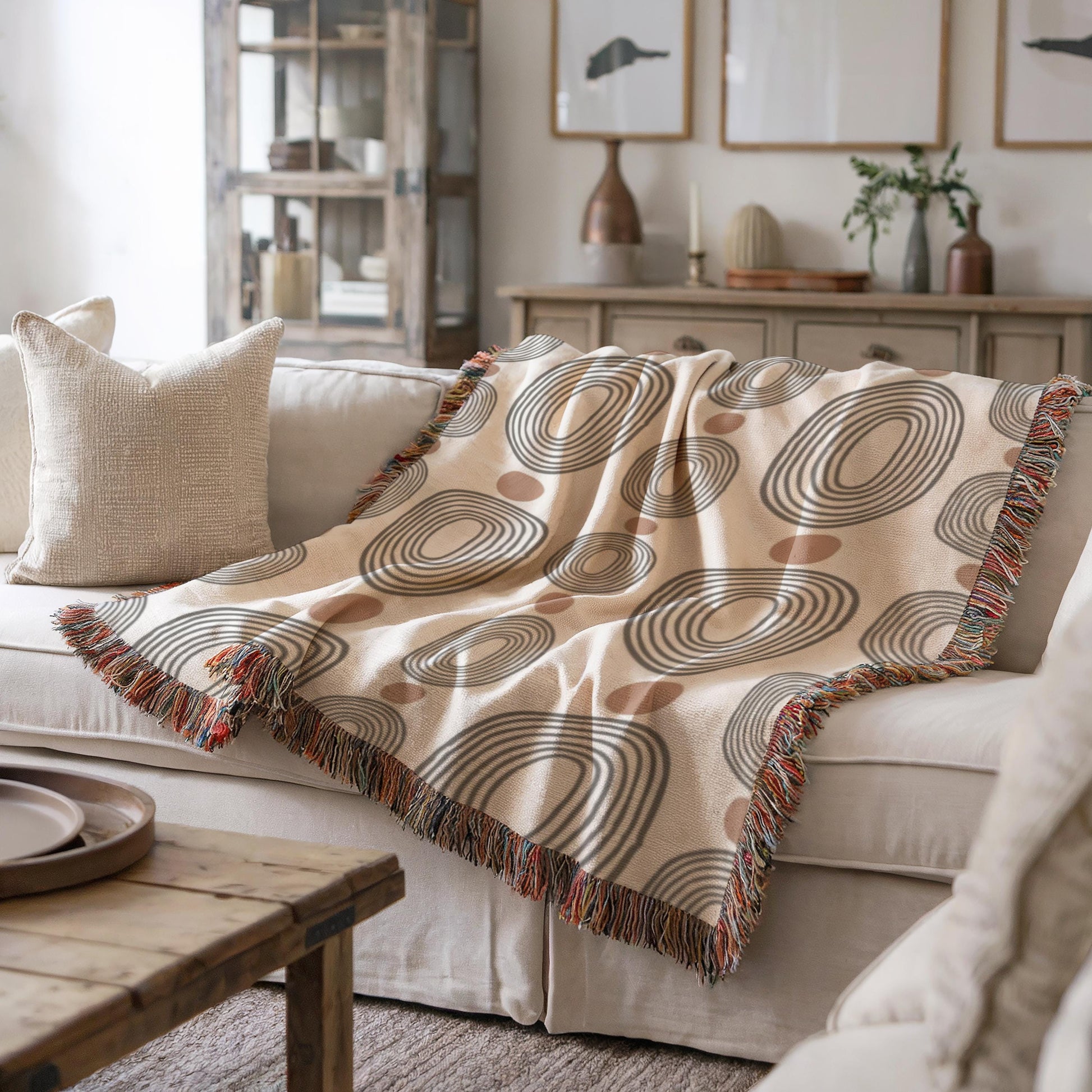 Throw Blanket Pillow Set – Modern Home Decor | Rust Orange Pillow & Cozy Cotton Blanket