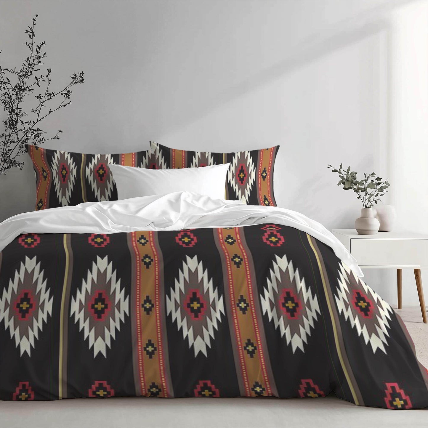 Southwestern Bedding Set | Geometric Bedding Set with Zippered Duvet Cover & Pillowcases, Queen - timelessbohochic.com